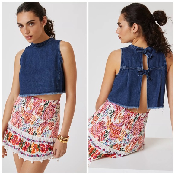 Anthropologie Tops - Pilcro Sleeveless Denim Cropped Tank